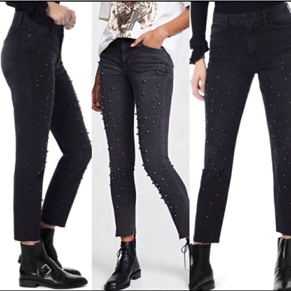 JOE’S FAUX PEARL EMBELLISHED ANKLE BOYFRIEND JEANS 26 - Picture 1 of 5